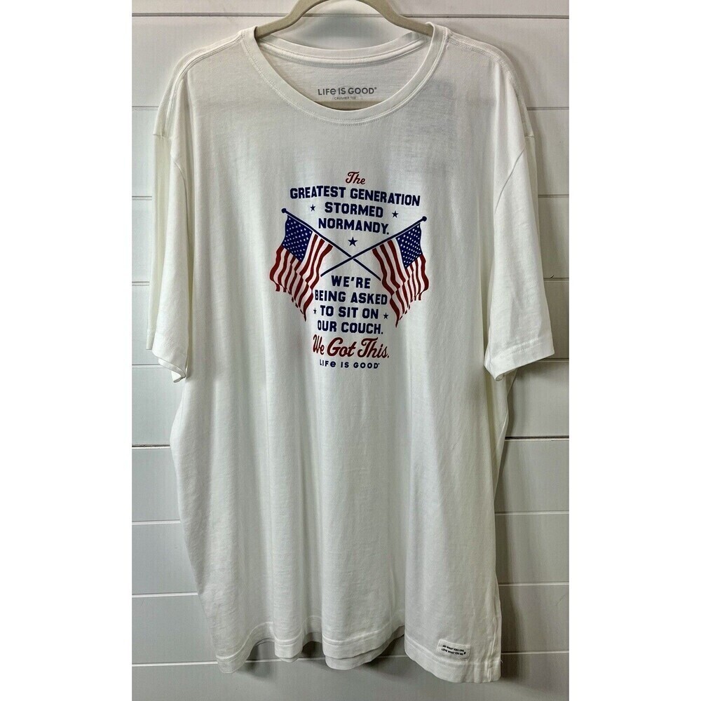 Life is Good Shirt Womens XXL Crusher Tee White We Got This America Patriotic